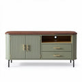 Credenza moderna in legno con finitura verde e dettagli dorati 120 x 40 x 60cm