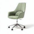 Sedia girevole in tessuto verde chiaro con base in acciaio 60 x 60 x 90cm