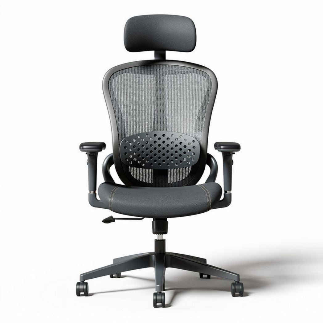Sedia ergonomica in rete con supporto lombare colore grigio 50 x 60 x 120cm