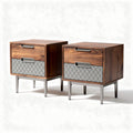 Comò in legno marrone con cassetti in metallo 45 x 40 x 50cm set da due