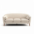 Divano tre posti in tessuto beige con cuscini rotondi dimensioni 190 x 85 x 80cm