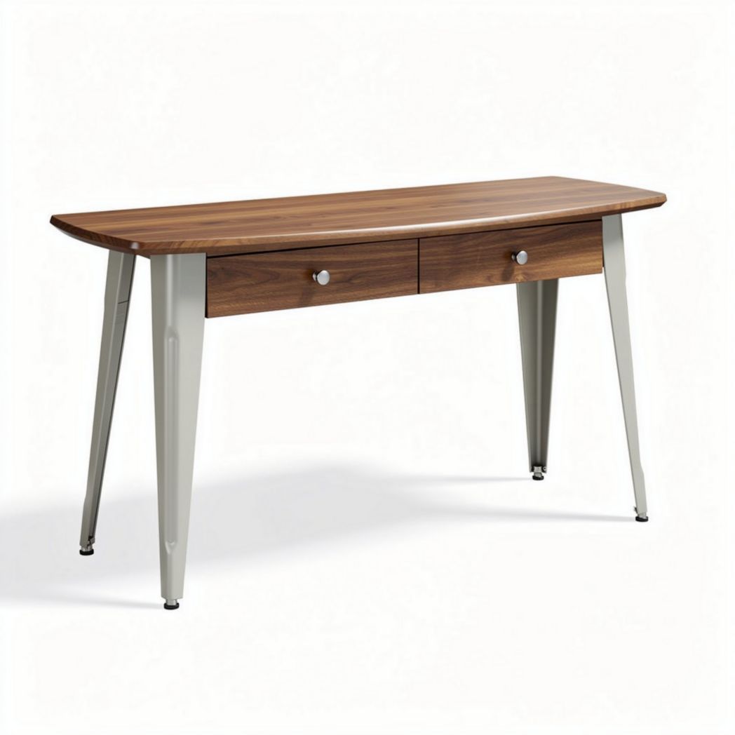 Scrivania in legno di noce con due cassetti dimensioni 140 x 60 x 75cm