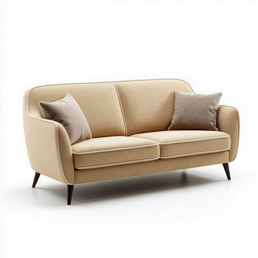 Divano moderno in tessuto beige con cuscini sfoderabili 180 x 80 x 75cm