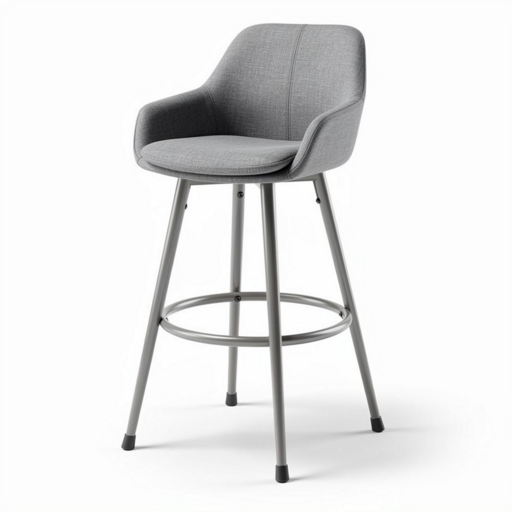 Sgabello da bar in tessuto grigio con struttura in metallo 45 x 45 x 100cm