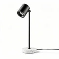 Lampada da tavolo in marmo bianco e metallo nero dimensioni 15 x 15 x 45cm