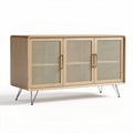 Madia in legno con ante in rattan 150 x 45 x 70cm color naturale