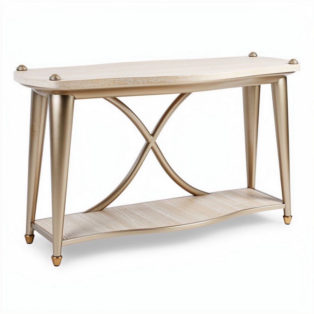 Tavolino console in legno e metallo dorato dimensioni 120 x 40 x 75cm